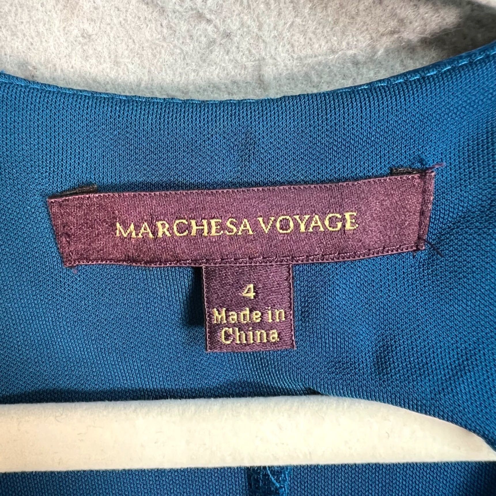 Marchesa VINTAGE Marchesa Voyage Blue Long Sleeve Maxi Dress Womens Size 4 Midi Rayon Silk V-Neck 8/10 Size S / US 4 / IT 40 - 3 Thumbnail