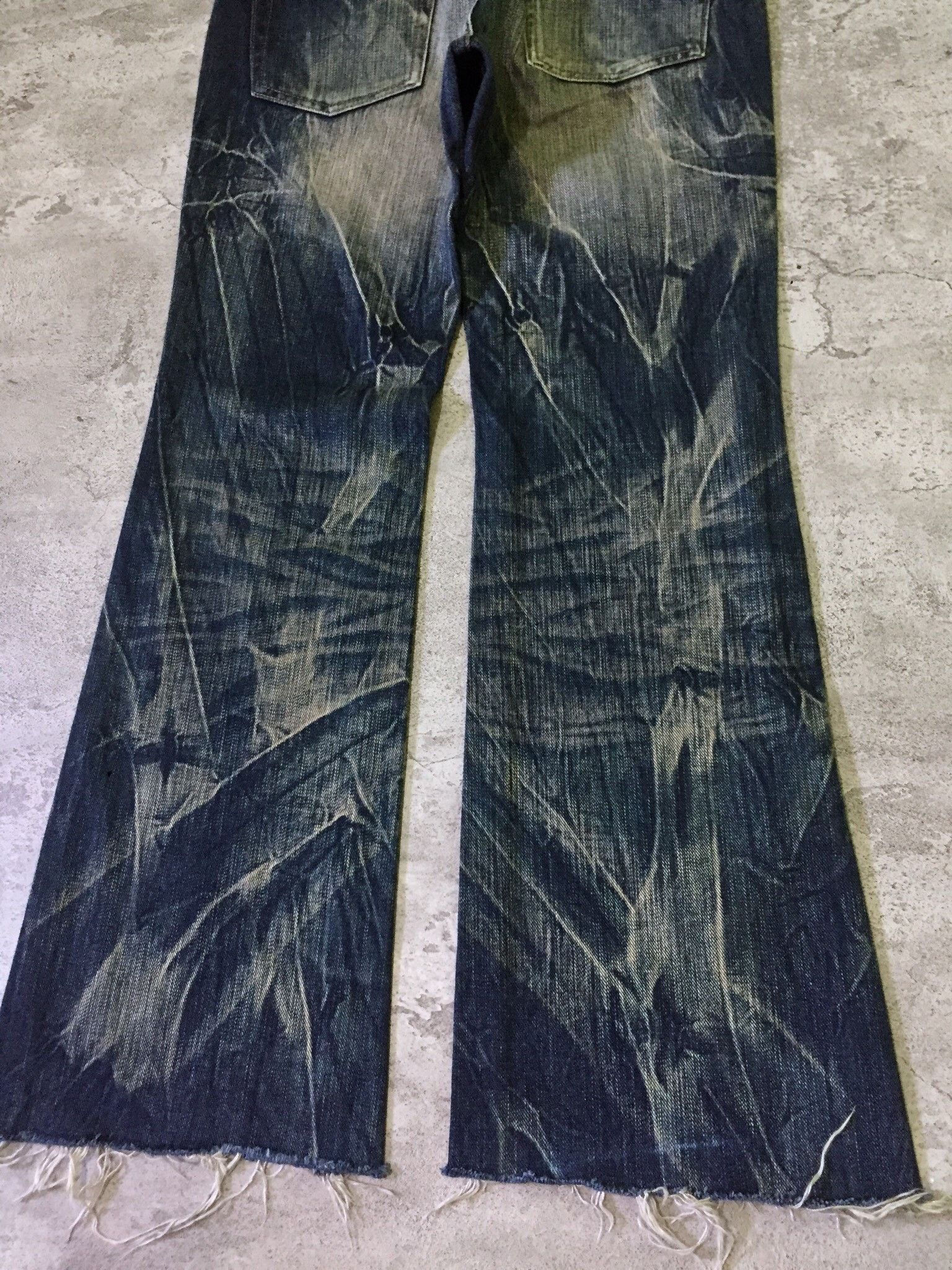 If Six Was Nine Jackrose Whiskered Wash Studed Flare Denim Pants Size US 29 - 7 Thumbnail