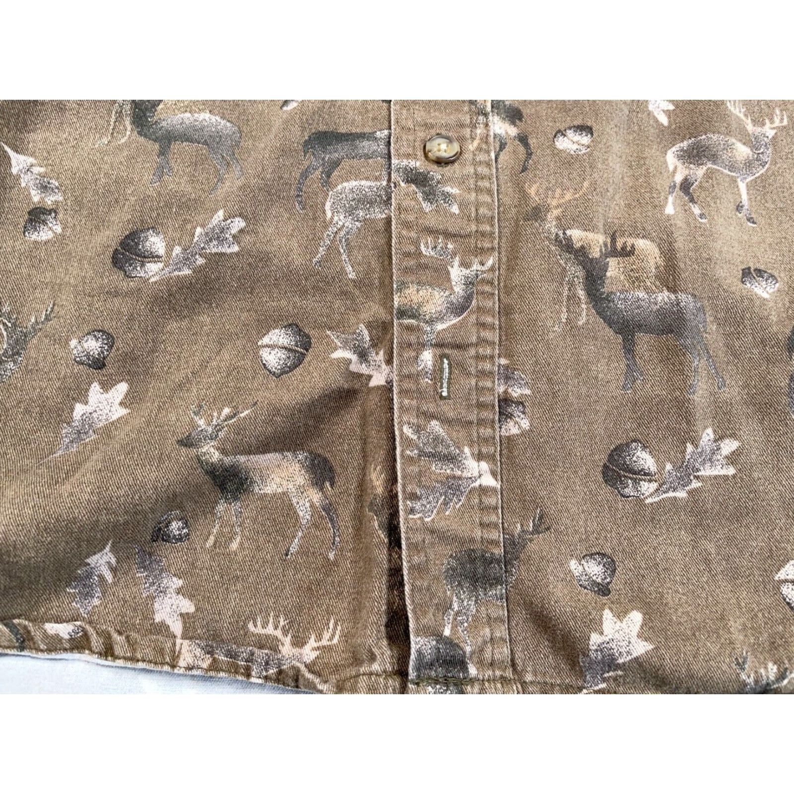 Vintage Cabela's Deer Print Button-Up Shirt Adult XL Tall Brown Long Sleeve Outdoor Nature Mens Size US XL / EU 56 / 4 - 4 Thumbnail
