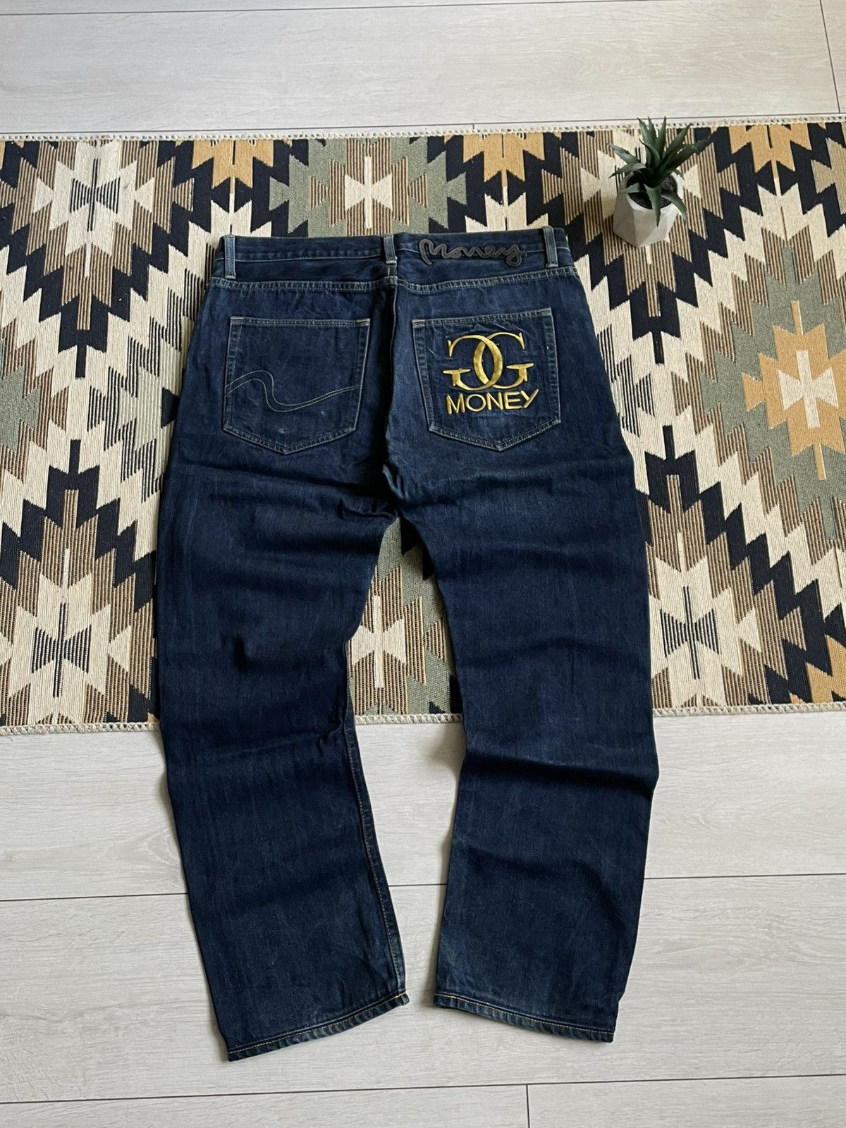 Japanese Brand × Vintage 💸MONEY DENIM BIG LOGO JEANS💸 Size US 32 / EU 48 - 1 Thumbnail