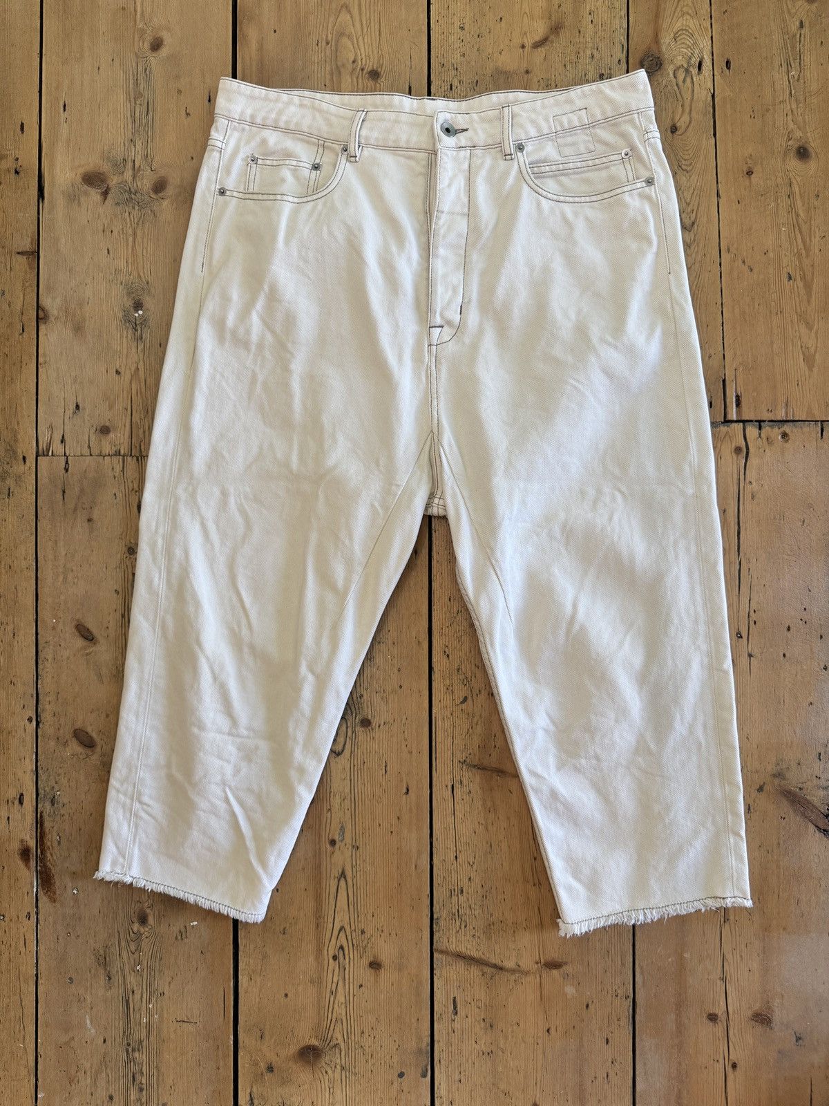 Rick Owens Drkshdw Fogachine cropped Collapse jeans in natural Size US 34 / EU 50 - 1 Thumbnail