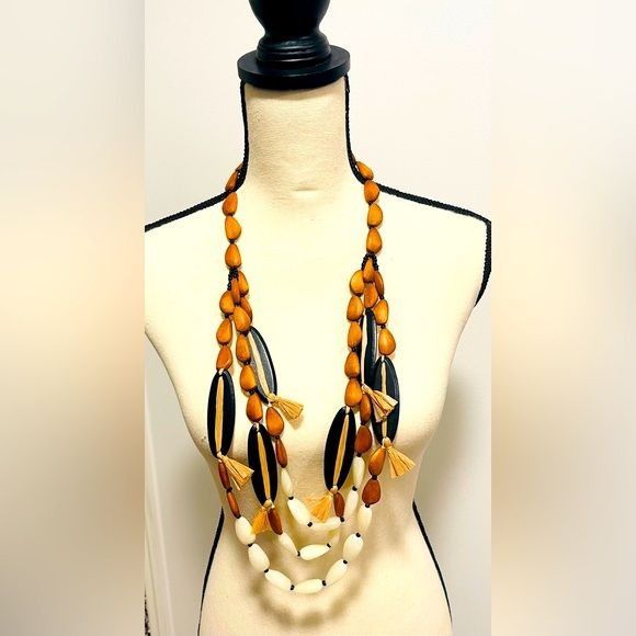 Chicos NWT Chico’s Wood Bead Multistrand Necklace multi color Size ONE SIZE - 1 Thumbnail