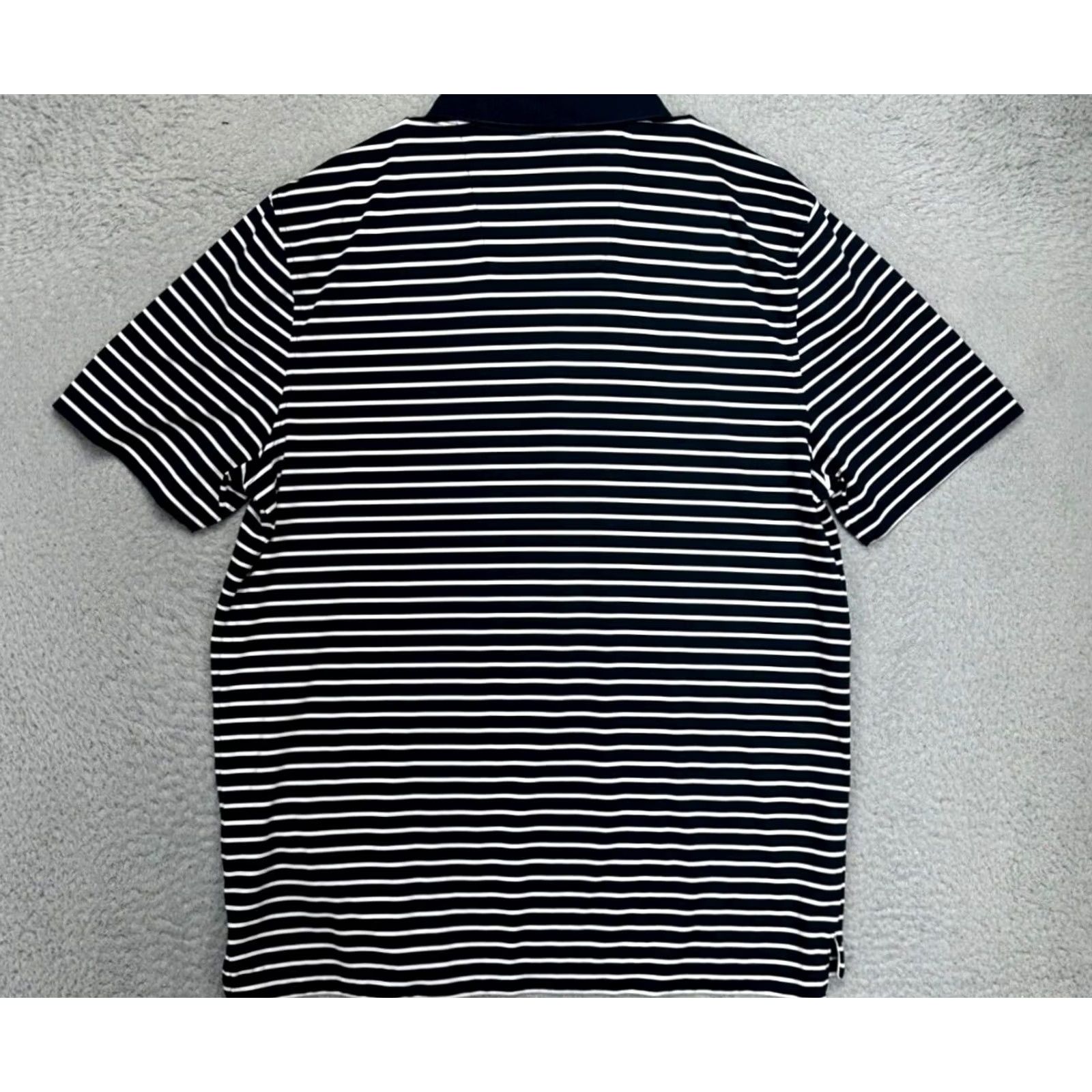 Nautica Nautica Shirt Mens Medium Dark Navy Pinstripe Golf Polo Stretch Athletic Rugby Size US M / EU 48-50 / 2 - 3 Thumbnail