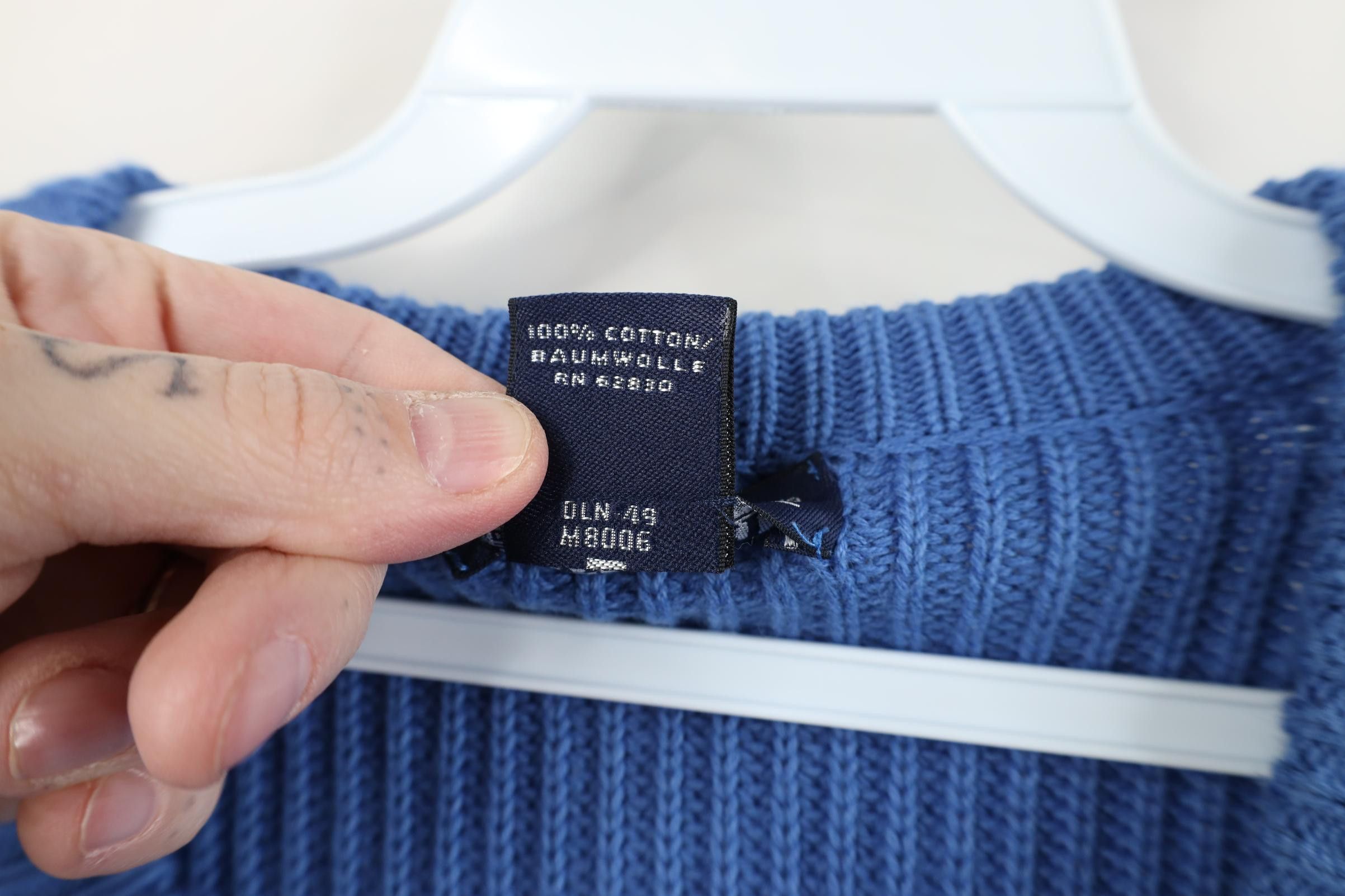 Lands' End Vintage 90s Lands End Ribbed Knit Crewneck Sweater Blue USA Size US L / EU 52-54 / 3 - 5 Thumbnail