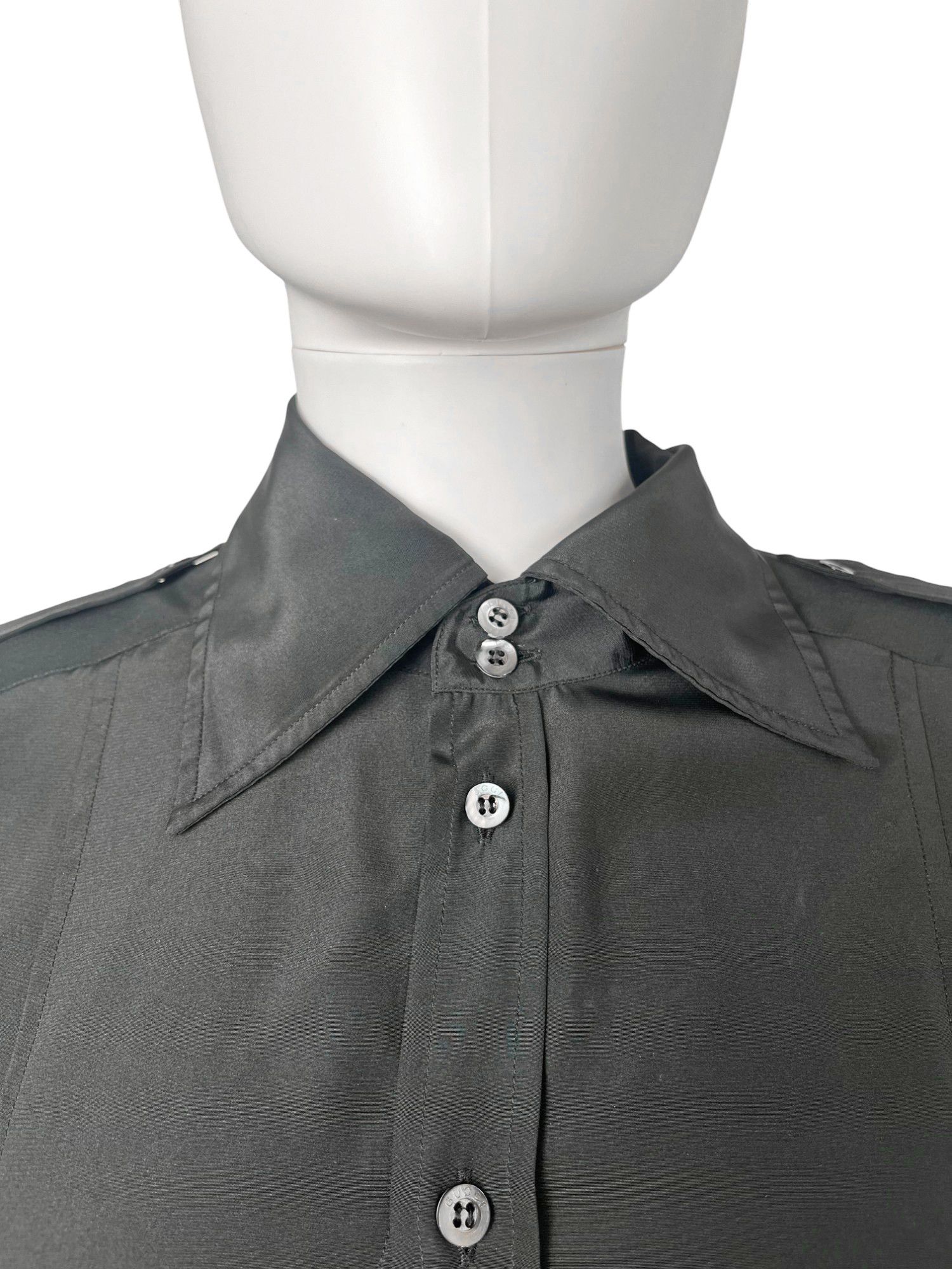 Gucci by Tom Ford S/S 1998 Black Military Shirt Size L / US 10 / IT 46 - 5 Thumbnail