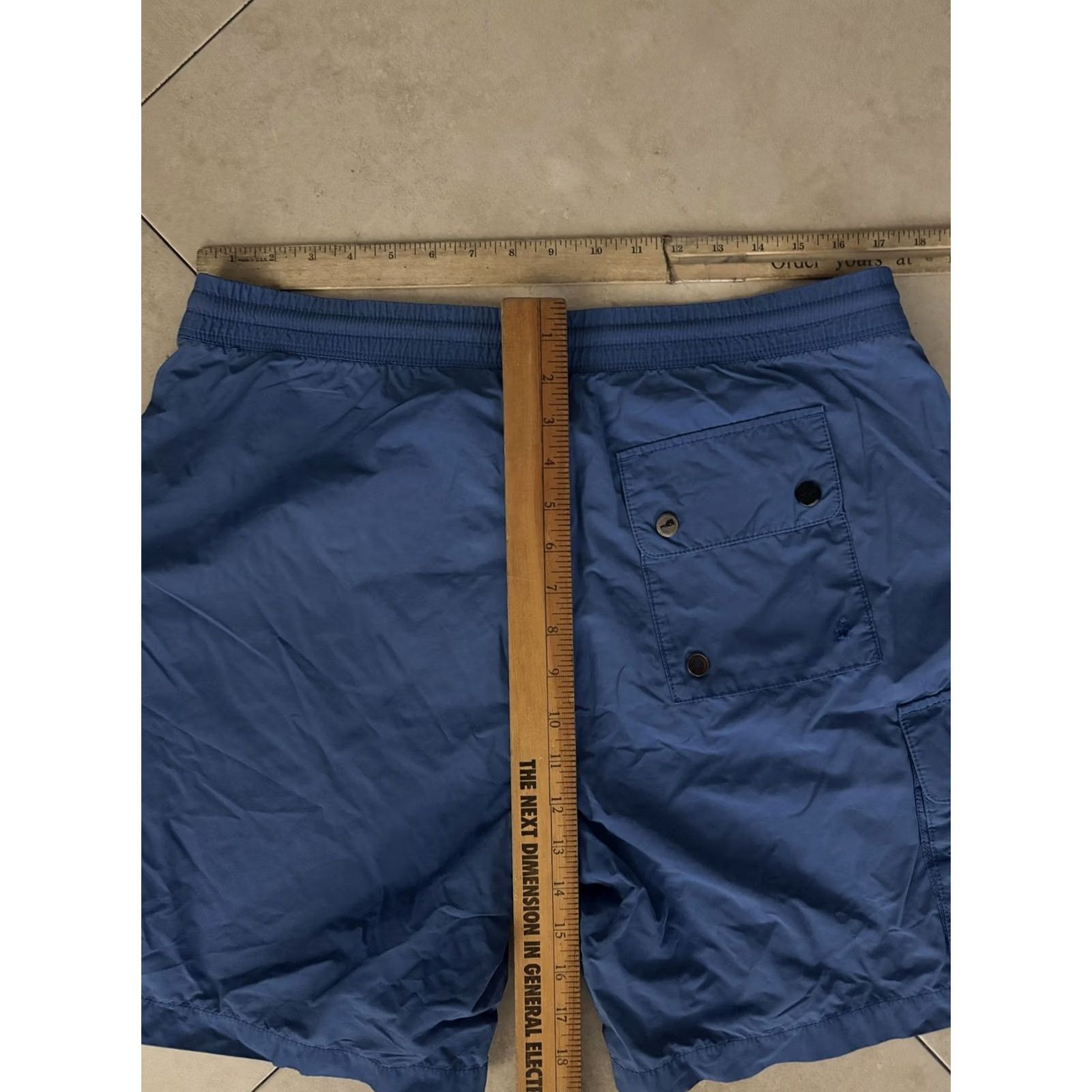 RLX Ralph Lauren RLX Ralph Lauren Mens Large Blue Swim Shorts Elastic Waist Cargo Pockets Trunks Size US 33 - 5 Thumbnail