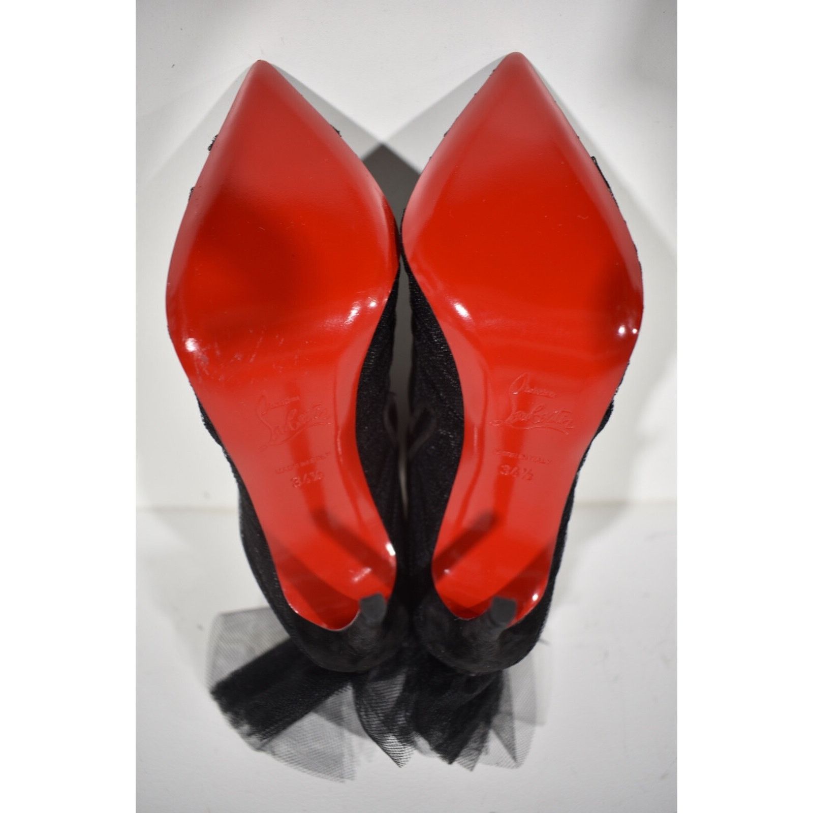 Christian Louboutin Christian Louboutin Libellibooty 100 Black Mesh Tulle Ankle Size US 4.5 / IT 34.5 - 12 Thumbnail