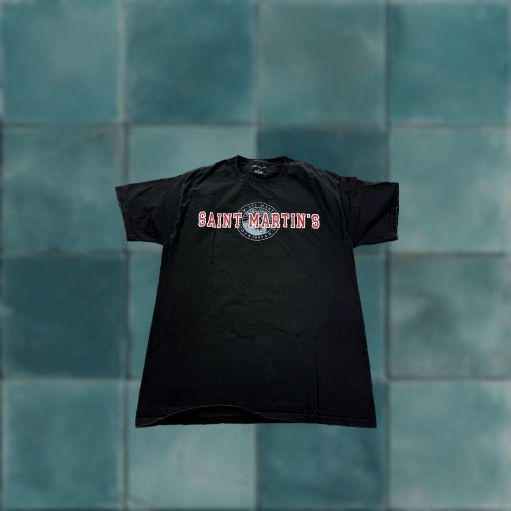 Champion Champion Shirt Mens Medium Black Saint Martin's College Graphic Tee Tagless Crew Neck Short Sleeve Regular Fit Mens Size US M / EU 48-50 / 2 - 1 Thumbnail