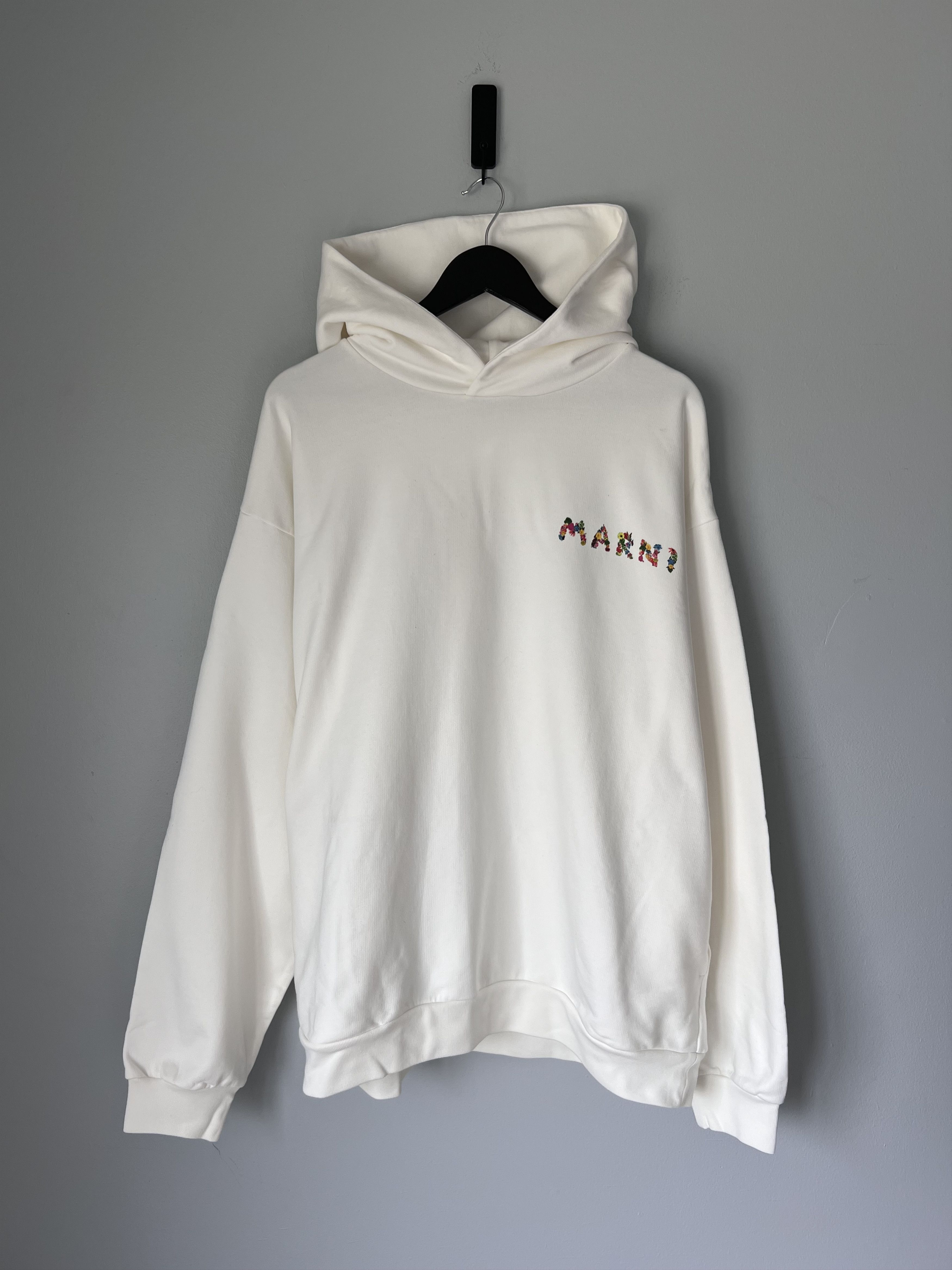 Marni Marni Collage Bouquet Logo Hoodie in White Size US M / EU 48-50 / 2 - 3 Thumbnail