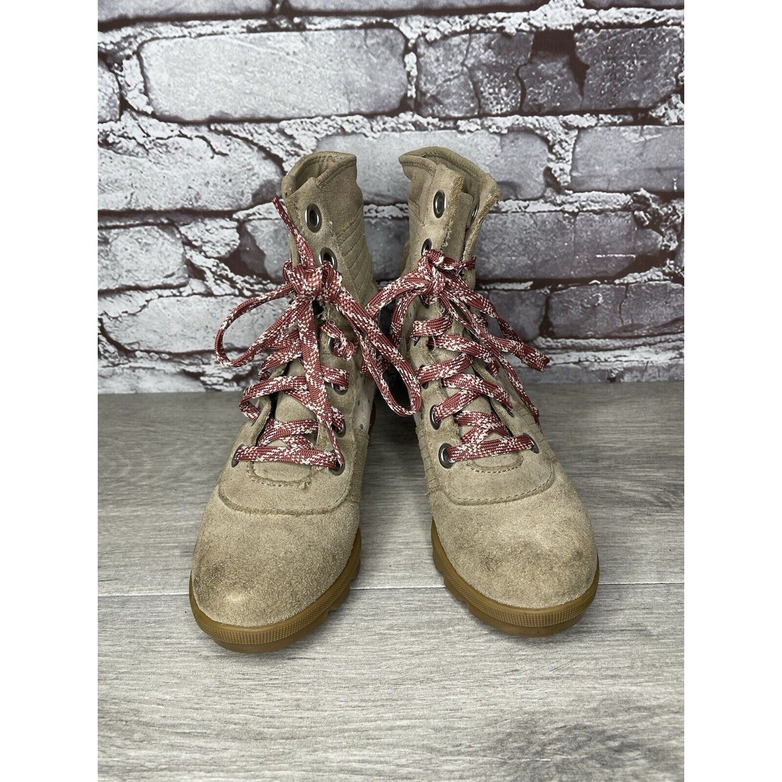 SOREL SOREL Joan of Arctic Wedge II Soft Taupe Suede Winter Lace U Size US 4 / IT 34 - 2 Thumbnail