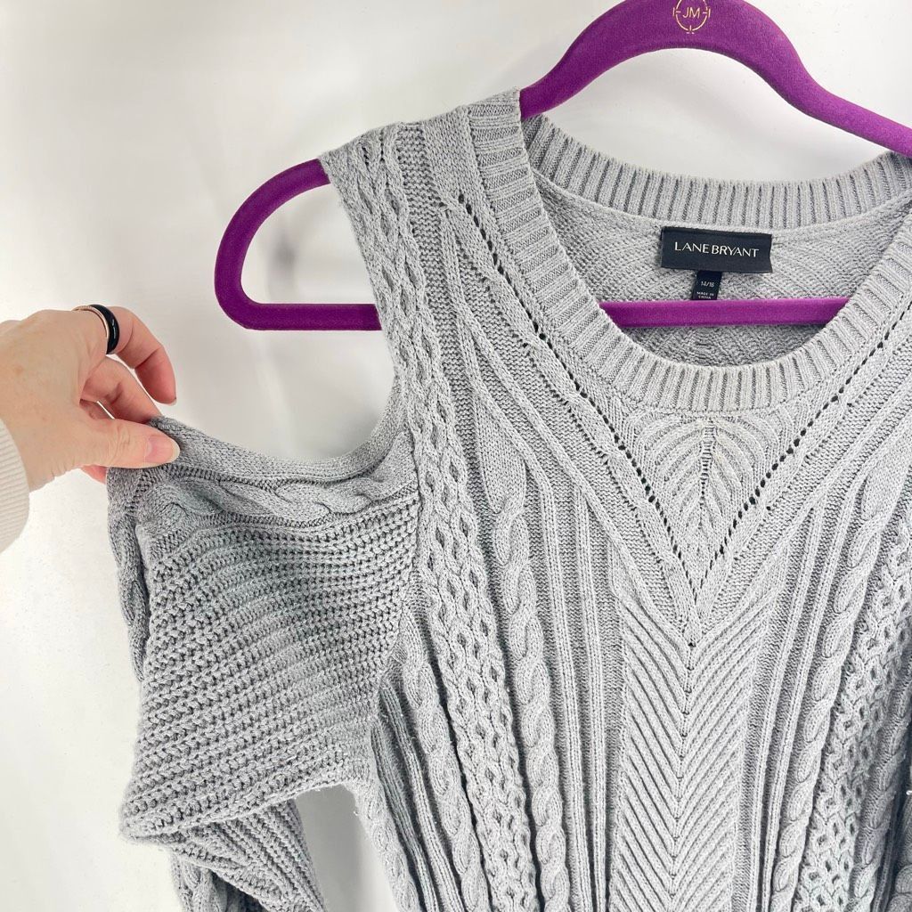 Other Lane Bryant Women's Cable Knit Cold Shoulder Pullover Sweate Size XL / US 12-14 / IT 48-50 - 11 Thumbnail