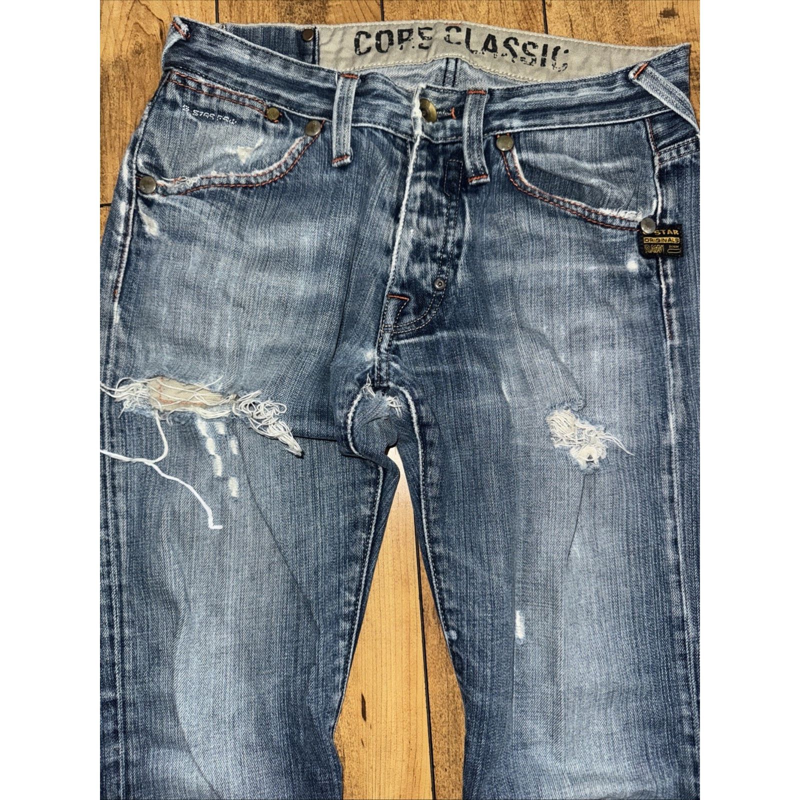 G-Star × Vintage G Star Raw Denim Jeans Blue 30x29 Distressed Y2K Core Size US 30 / EU 46 - 3 Thumbnail