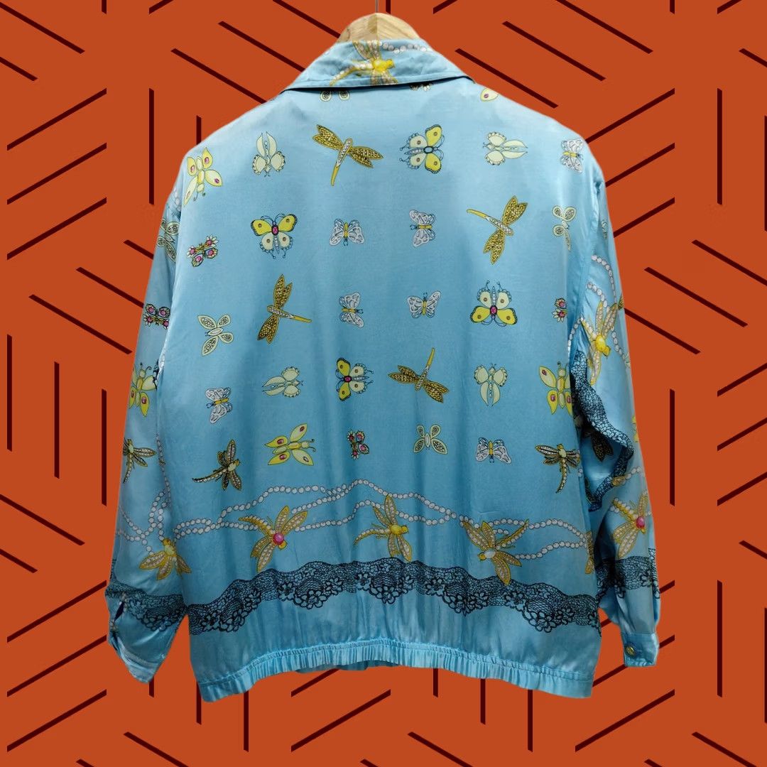 Vintage Mureli Embroidered Jacket Blue Long Sleeve Collared 100% Silk Women Size M Size M / US 6-8 / IT 42-44 - 1 Thumbnail