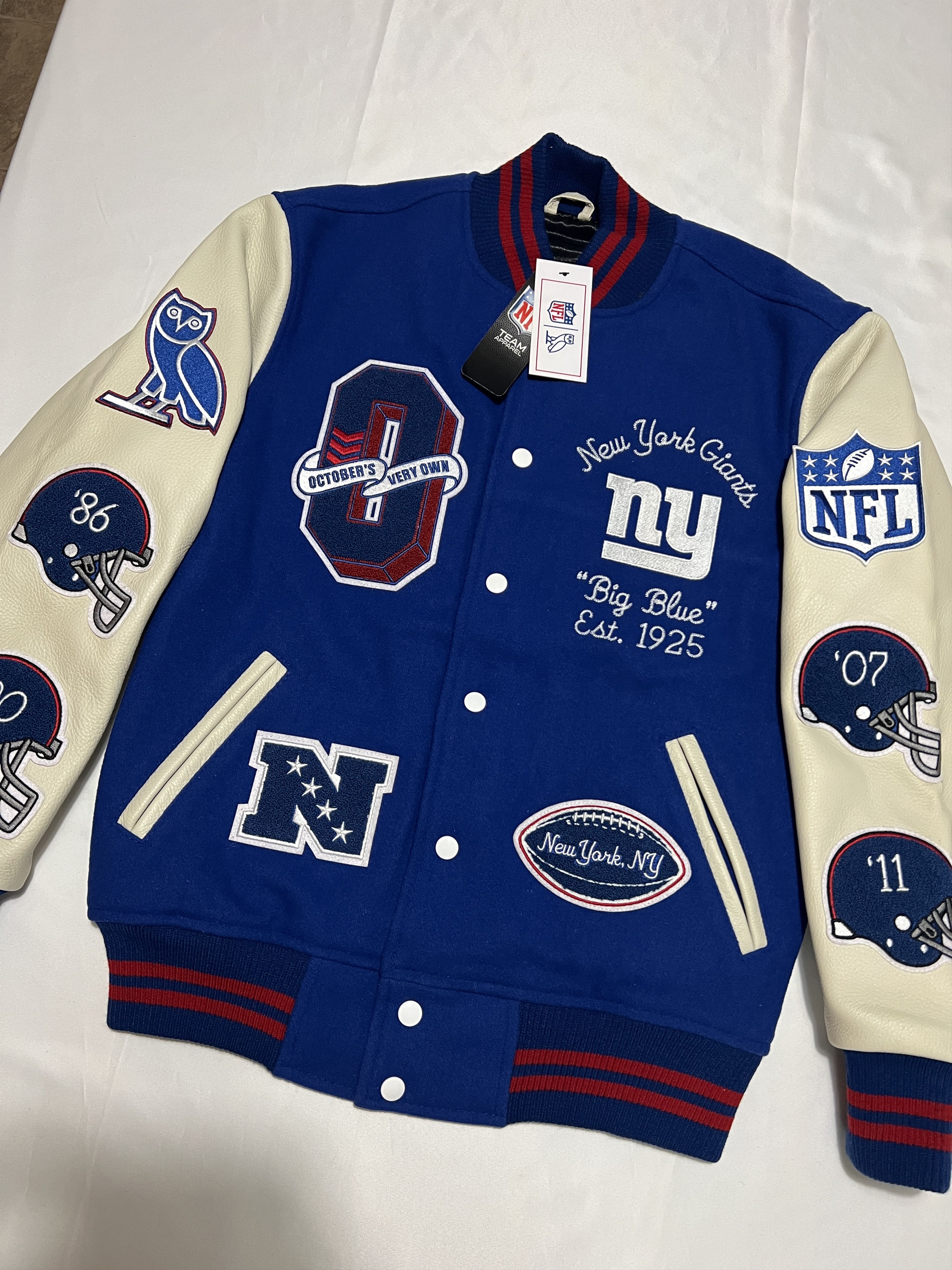 Drake OVO x NFL NEW YORK GIANTS OG VARSITY JACKET Size US S / EU 44-46 / 1 - 5 Thumbnail