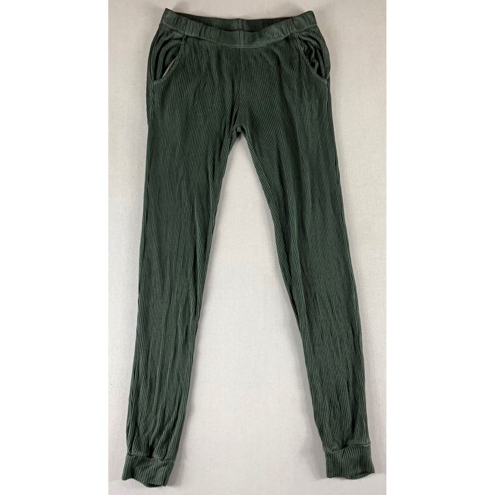 MONROW MONROW PANTS WOMENS XS GREEN STRIPED JOGGER SWEATPANTS HB0307-3 Straight Leg Weekday Womens XS Green Striped Monrow Pants Size 26" / US 2 / IT 38 - 2 Thumbnail