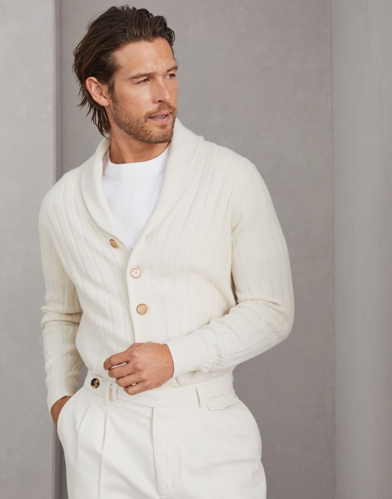Brunello Cucinelli o1w1db10825 Cashmere Cardigan in White Size US XL / EU 56 / 4 - 3 Thumbnail