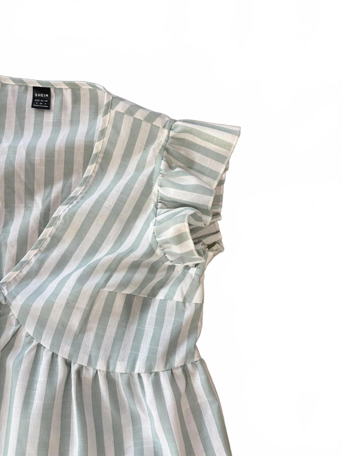 Shein SHEIN Striped Ruffle Sleeve Peplum Cropped Top Size S NWOT Size S / US 4 / IT 40 - 2 Thumbnail