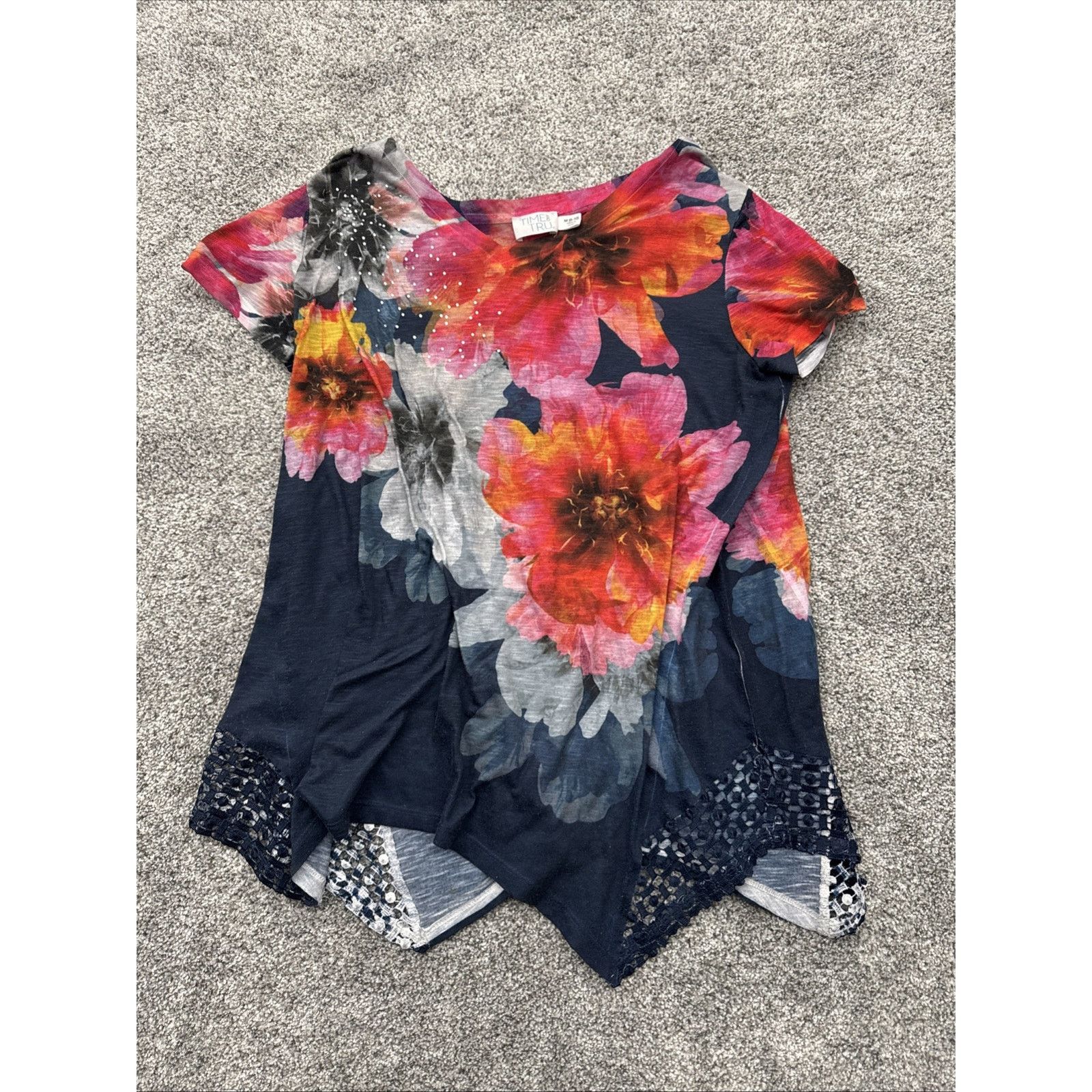 Other Floral Handkerchief Hem Tunic Womens Medium Boho Chic Artsy Size M / US 6-8 / IT 42-44 - 1 Thumbnail
