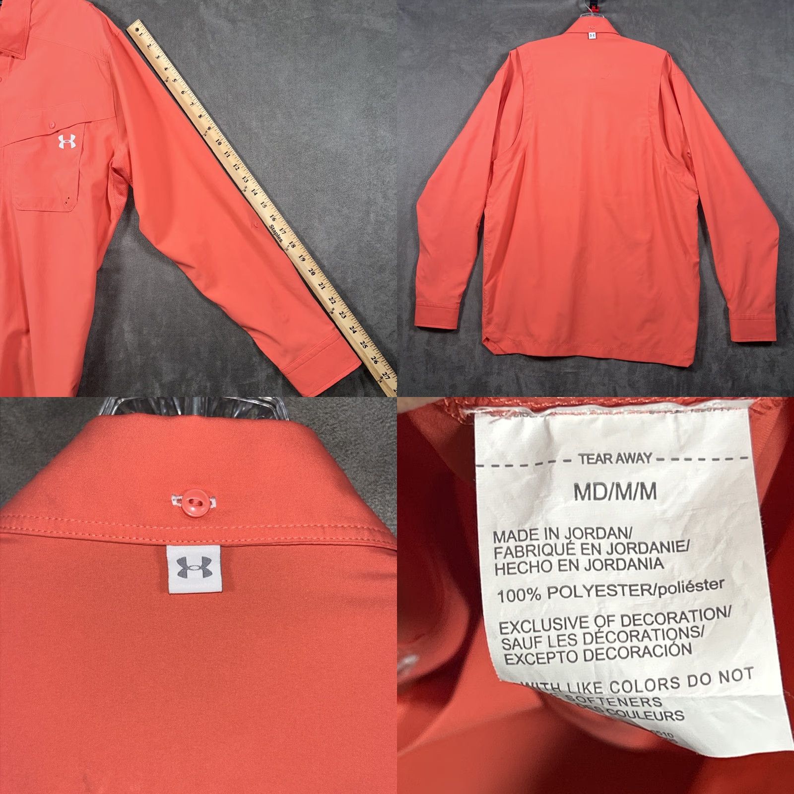 Under Armour Under Armour Shirt Button-Up Mens M HeatGear Breather Lightweight Pockets Pink Collared Long Sleeve Vintage No Size US M / EU 48-50 / 2 - 8 Thumbnail
