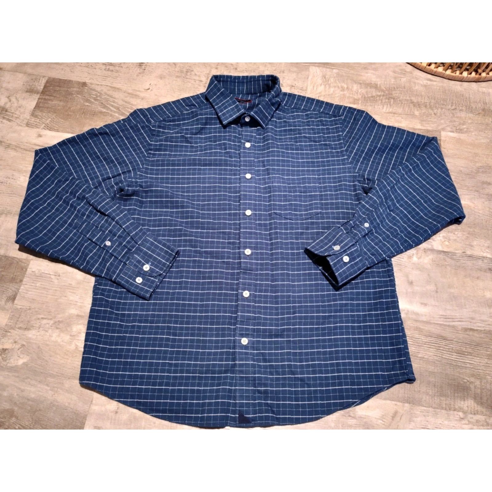 UNTUCKit VINTAGE UNTUCKit Men's Flannel Shirt Long Sleeve Casual Button-Up Blue White 90s Mens Size US L / EU 52-54 / 3 - 4 Thumbnail