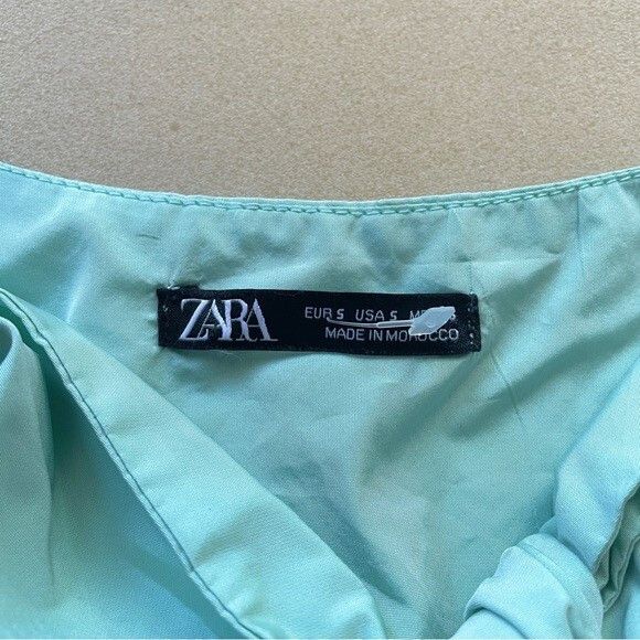 Zara Zara Mint Green Puff Sleeve One Shoulder Crop Top Size S / US 4 / IT 40 - 6 Thumbnail