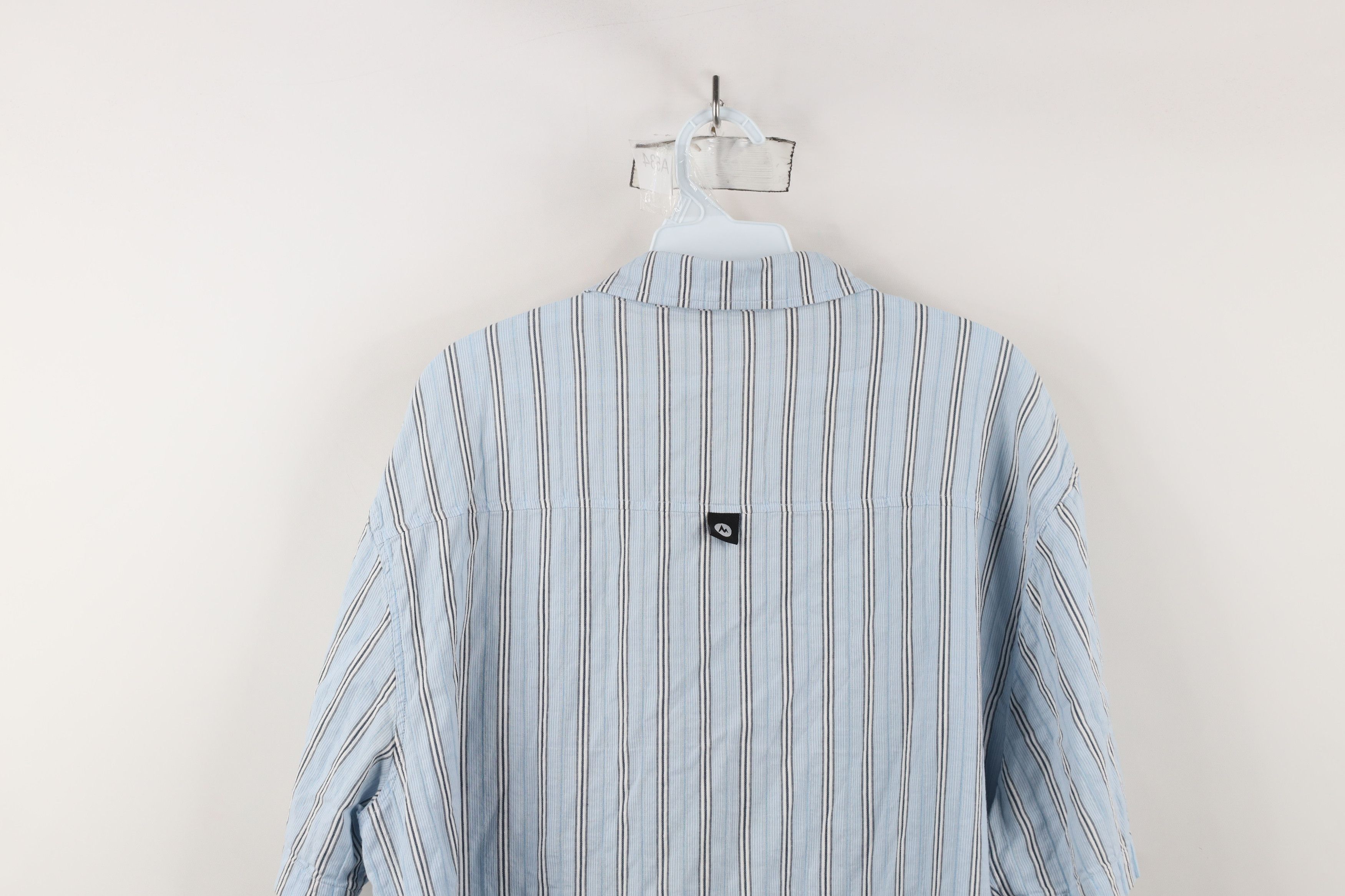 Marmot × Vintage Marmot Spell Out Striped Ribbed Short Sleeve Button Shirt Size US L / EU 52-54 / 3 - 15 Thumbnail