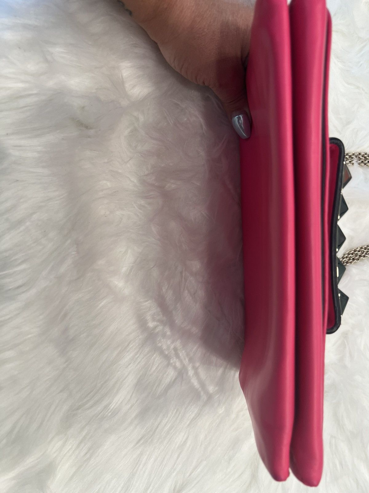 Valentino Valentino Rockstud Flap Chain Hot Pink Leather Crossbody Size ONE SIZE - 3 Thumbnail