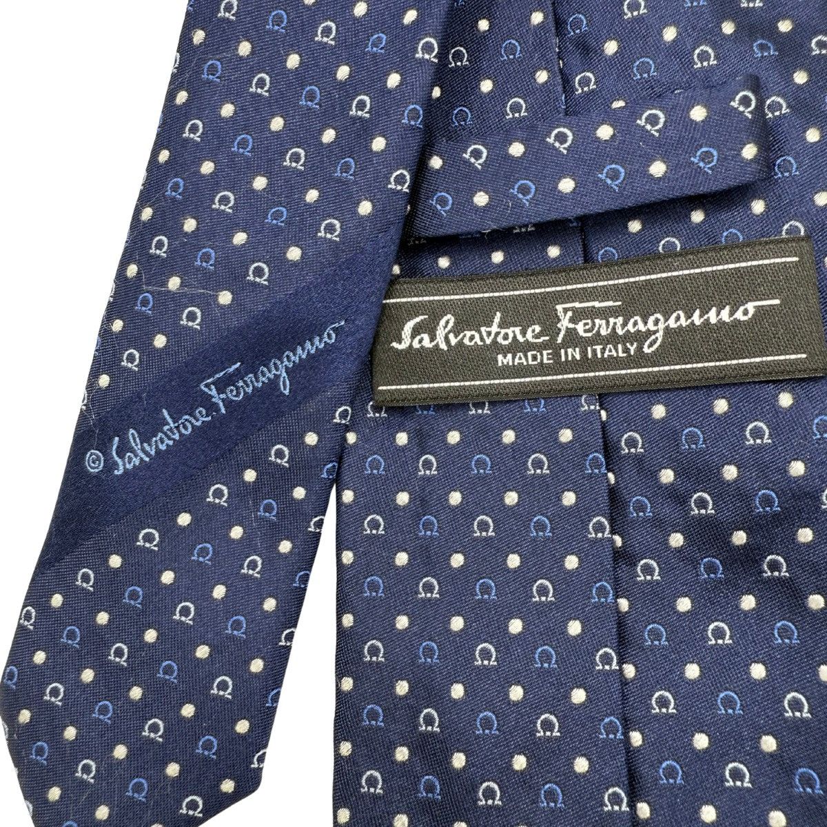 Salvatore Ferragamo Salvatore Ferragamo Silk Tie,Navy Woven Print, Made in Italy Size ONE SIZE - 4 Thumbnail
