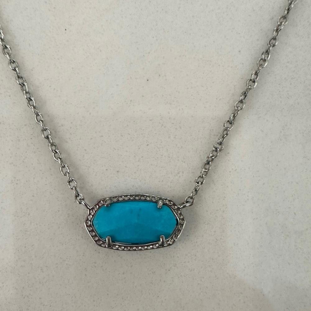 Kendra Scott Kendra Scott Elisa Turquoise Blue Magnesite Silver Necklace Size ONE SIZE - 1 Thumbnail