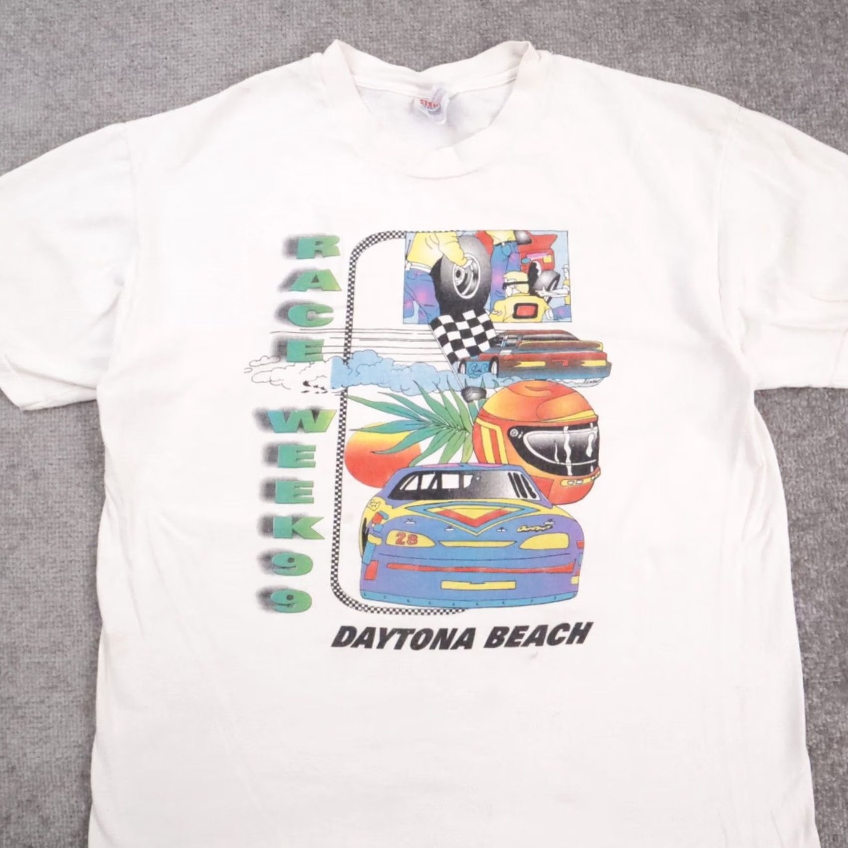 NASCAR VINTAGE Shirt Mens L White 90s NASCAR Daytona Race Week Short Sleeve Crew Neck Size US L / EU 52-54 / 3 - 5 Thumbnail