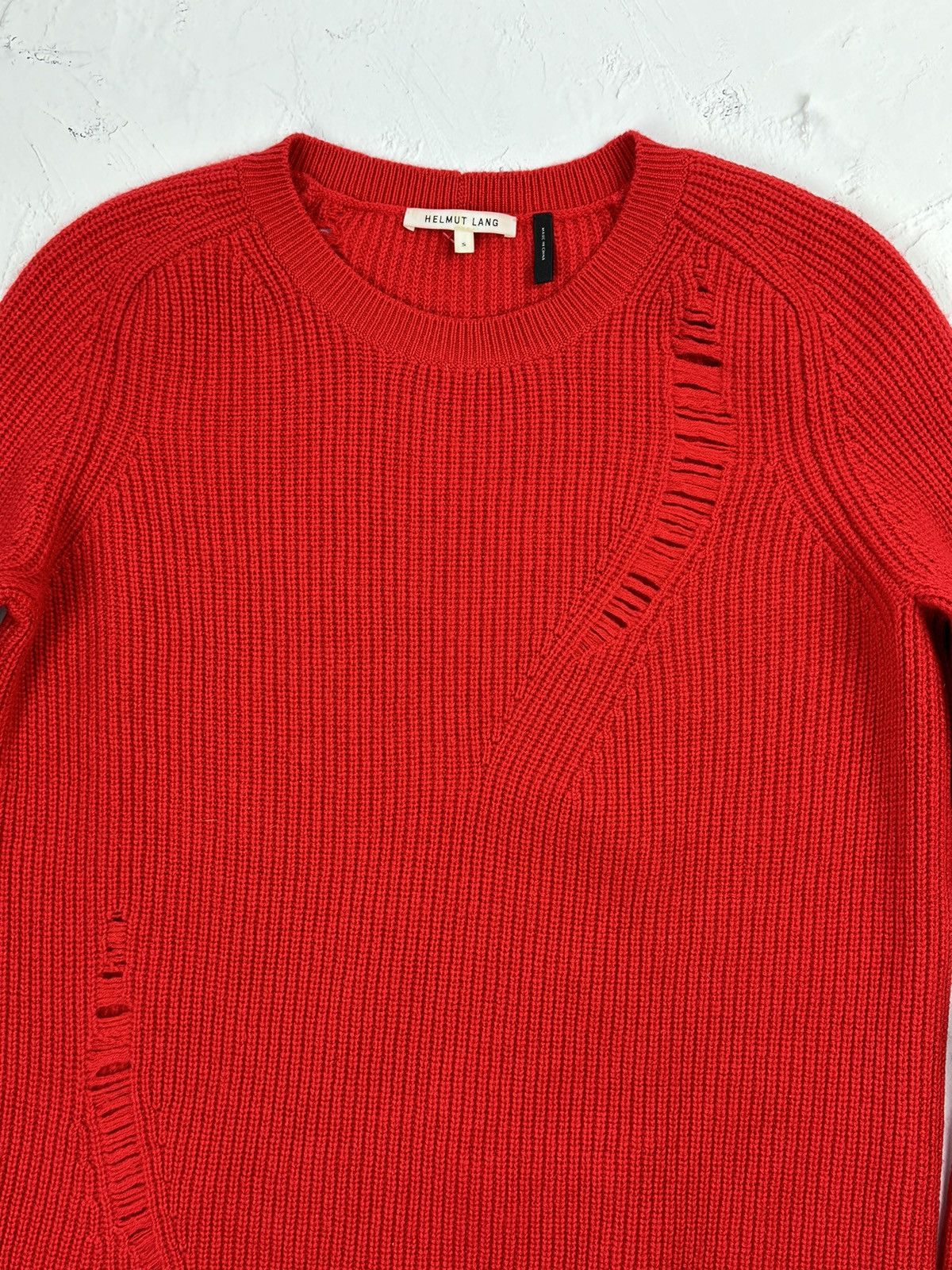 Helmut Lang × Vintage Helmut Lang Distressed Knit Red Sweater Size US M / EU 48-50 / 2 - 4 Thumbnail