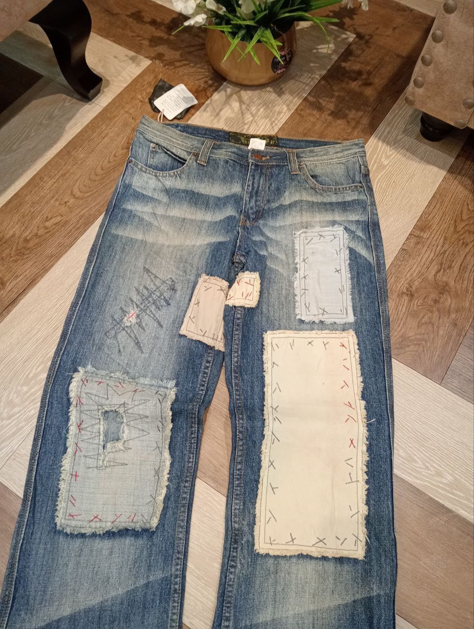 Japanese Brand JAPANESE OUTBALL WEST PATCHWORK DISTRESSED JEANS Size US 33 - 4 Thumbnail