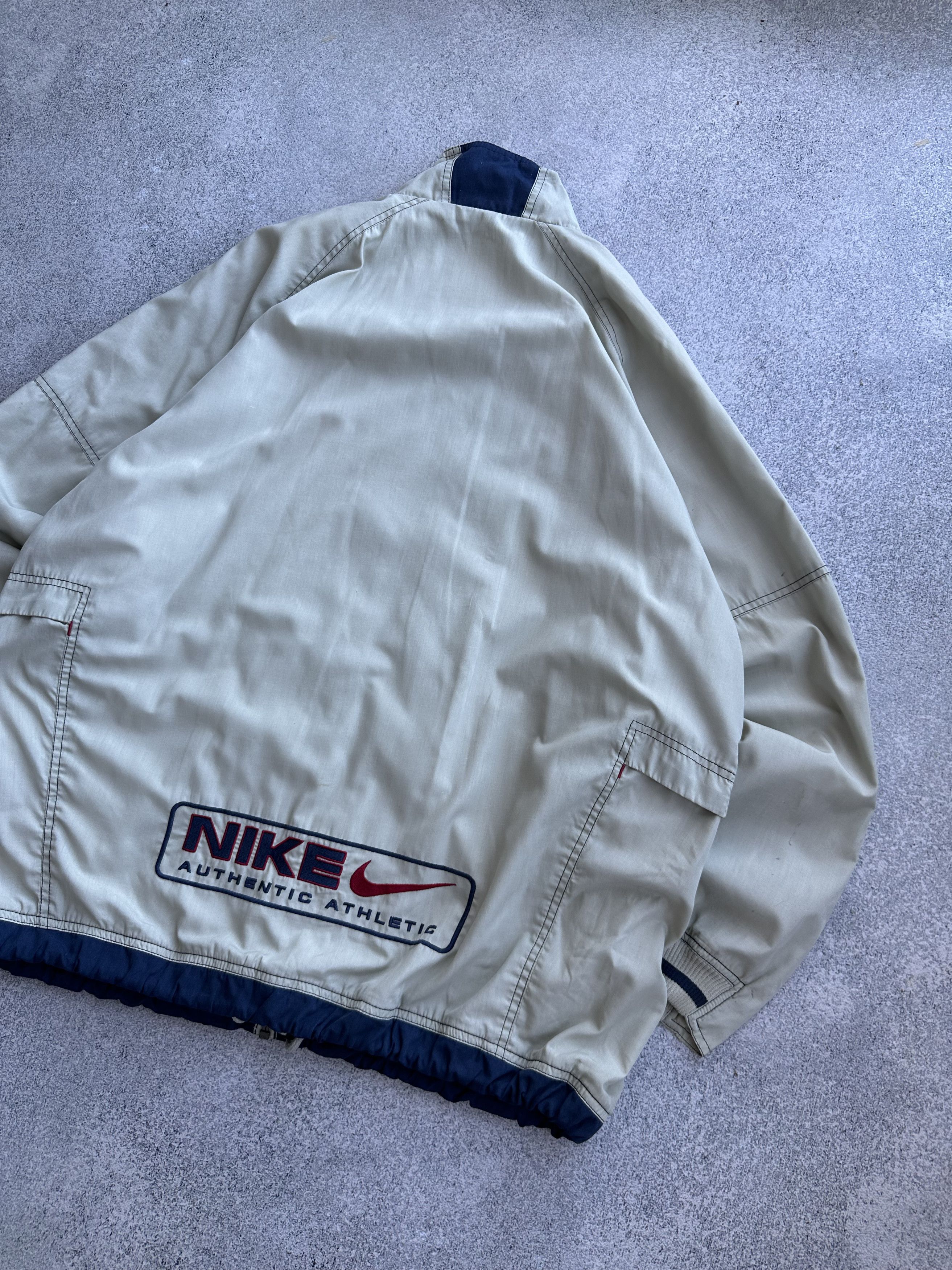 Nike × Vintage Nike Authentic Athletic Beige Vintage Track Jacket Size US L / EU 52-54 / 3 - 12 Thumbnail