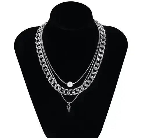 VIBE Silver Color Layer Color 3 Layer Necklace Size ONE SIZE - 4 Thumbnail