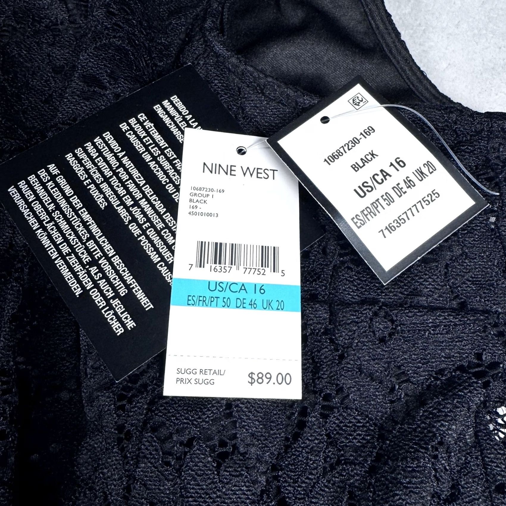 Nine West Nine West Dress Womens 16 Black Lace Sheath Sleeveless Lined Cocktail Keyhole Size XXL / US 16-18 / IT 52-54 - 5 Thumbnail