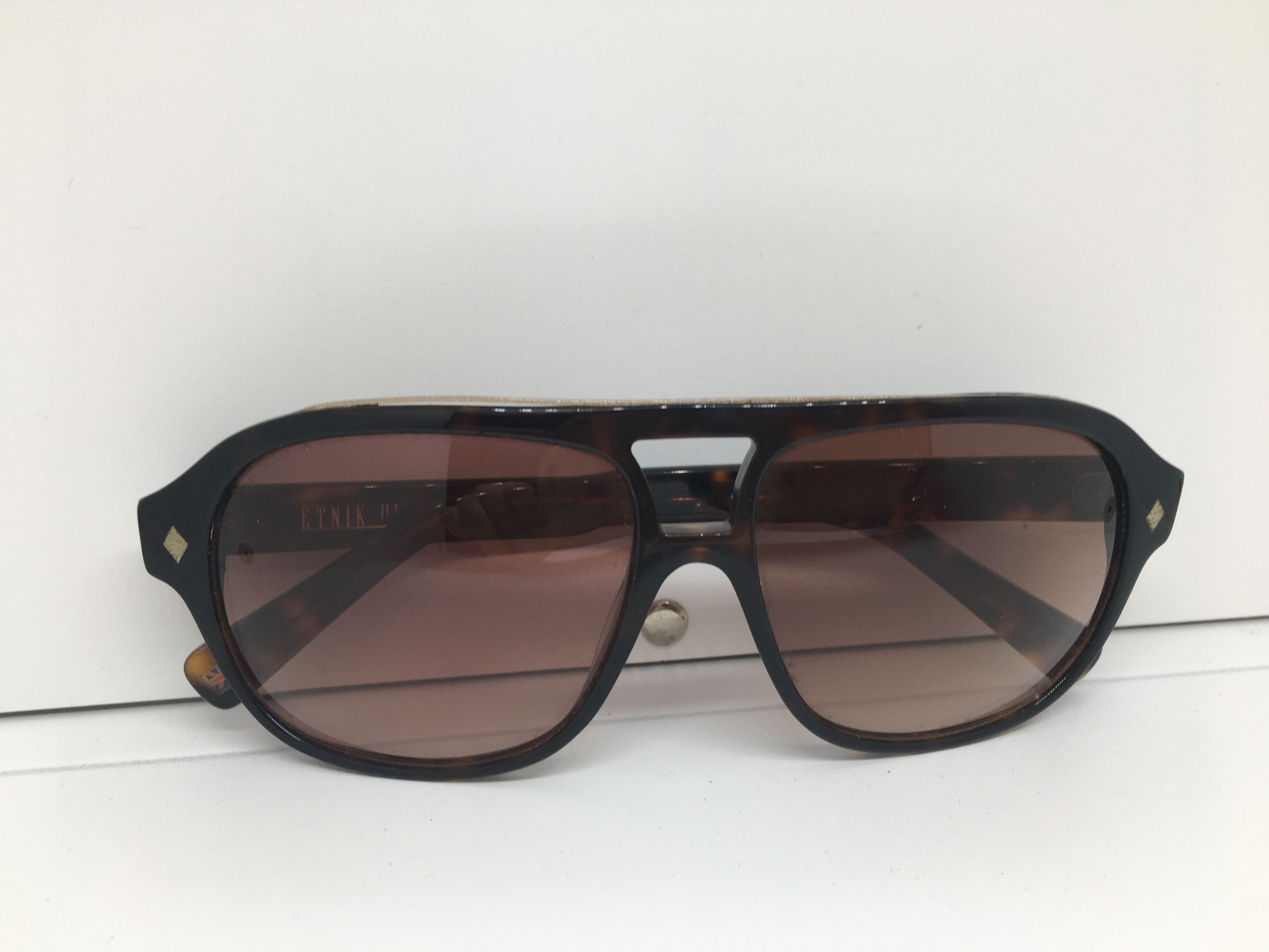 Vintage Vintage ETNIK UK ES130 Tortoise Aviator Sunglasses Pilot Size ONE SIZE - 1 Thumbnail
