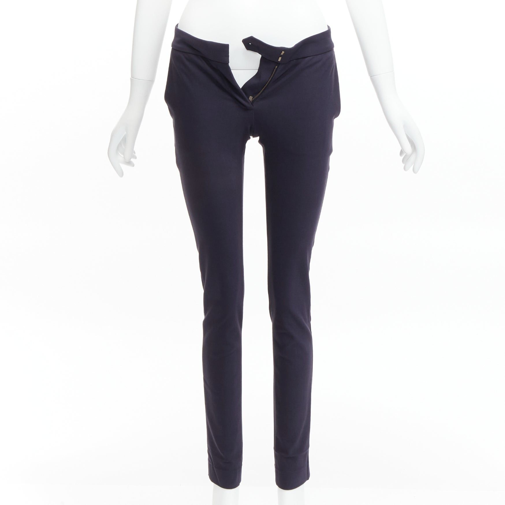 Stella McCartney new STELLA MCCARTNEY navy cotton blend high waist cropped skinny pants IT36 XXS Size 25" / US 0 / IT 36 - 1 Thumbnail
