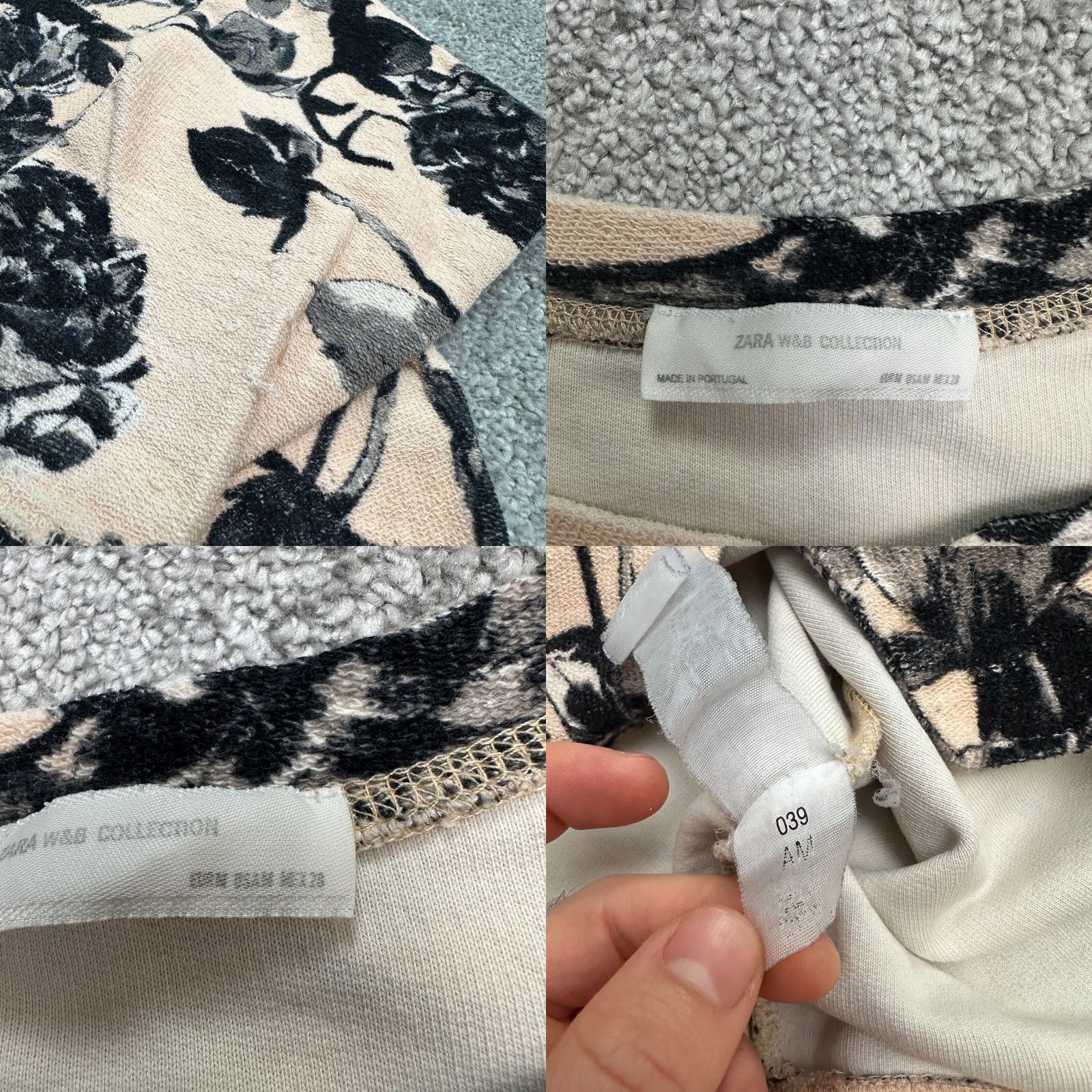 Zara VINTAGE? No — Zara Sweatshirt Raglan Women M Black Multi Floral Logo - Classic Flower Outdoor, Casual, Travel, 41 in Chest, Cotton Blend, 60s? Size M / US 6-8 / IT 42-44 - 8 Thumbnail