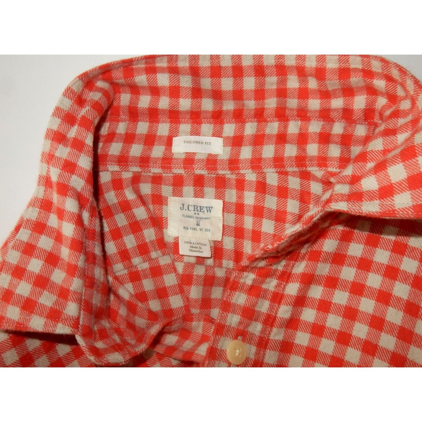 J.Crew J.CREW Men's Flannel Shirt Size M Tailored Fit Plaid Button-Up Long Sleeve Orange X Regular Dated 90s/00s (if applicable) Mens Size US M / EU 48-50 / 2 - 3 Thumbnail