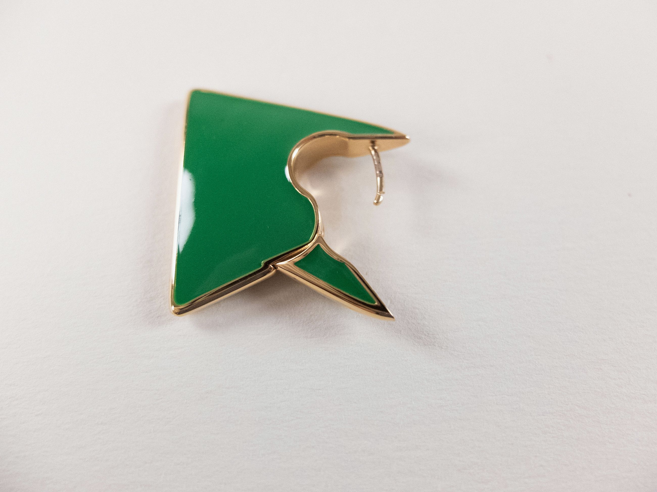 Bottega Veneta BOTTEGA VENETA green Triangle enamel & silver earrings q Size ONE SIZE - 6 Thumbnail