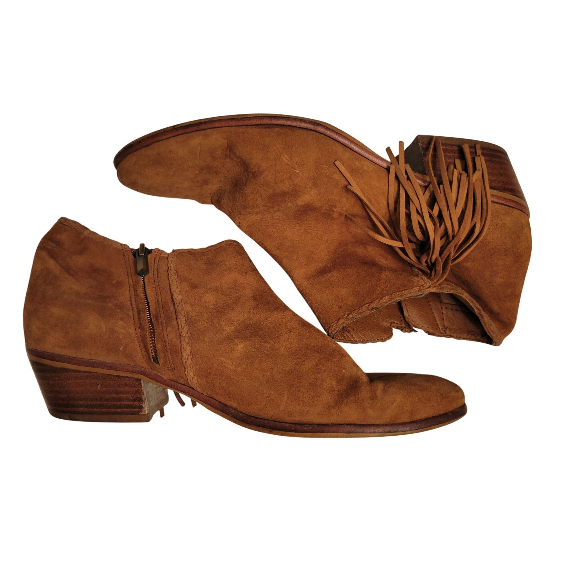Sam Edelman Sam Edelman 8.5M Suede Leather Ankle Boots Fringe Western Bo Size US 8.5 / IT 38.5 - 5 Thumbnail