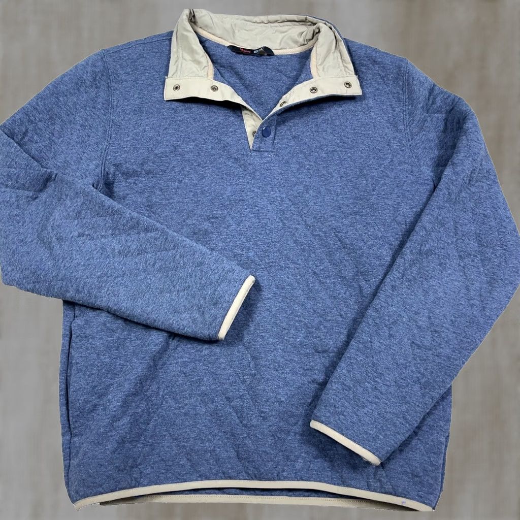 Stoic Stoic Sweater Men Medium Blue Tan Quilted Pullover Snap T Sweatshirt Adult Size US M / EU 48-50 / 2 - 1 Thumbnail