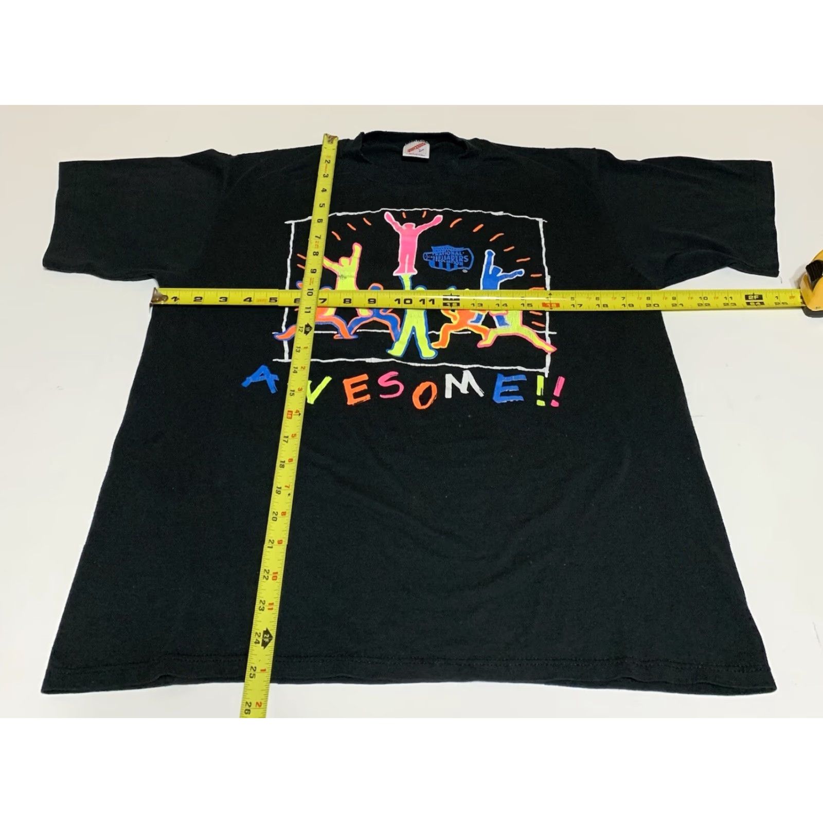 Jerzees VINTAGE National Cheerleaders Association Awesome 90s Black Neon T Shirt L/M Size US L / EU 52-54 / 3 - 4 Thumbnail