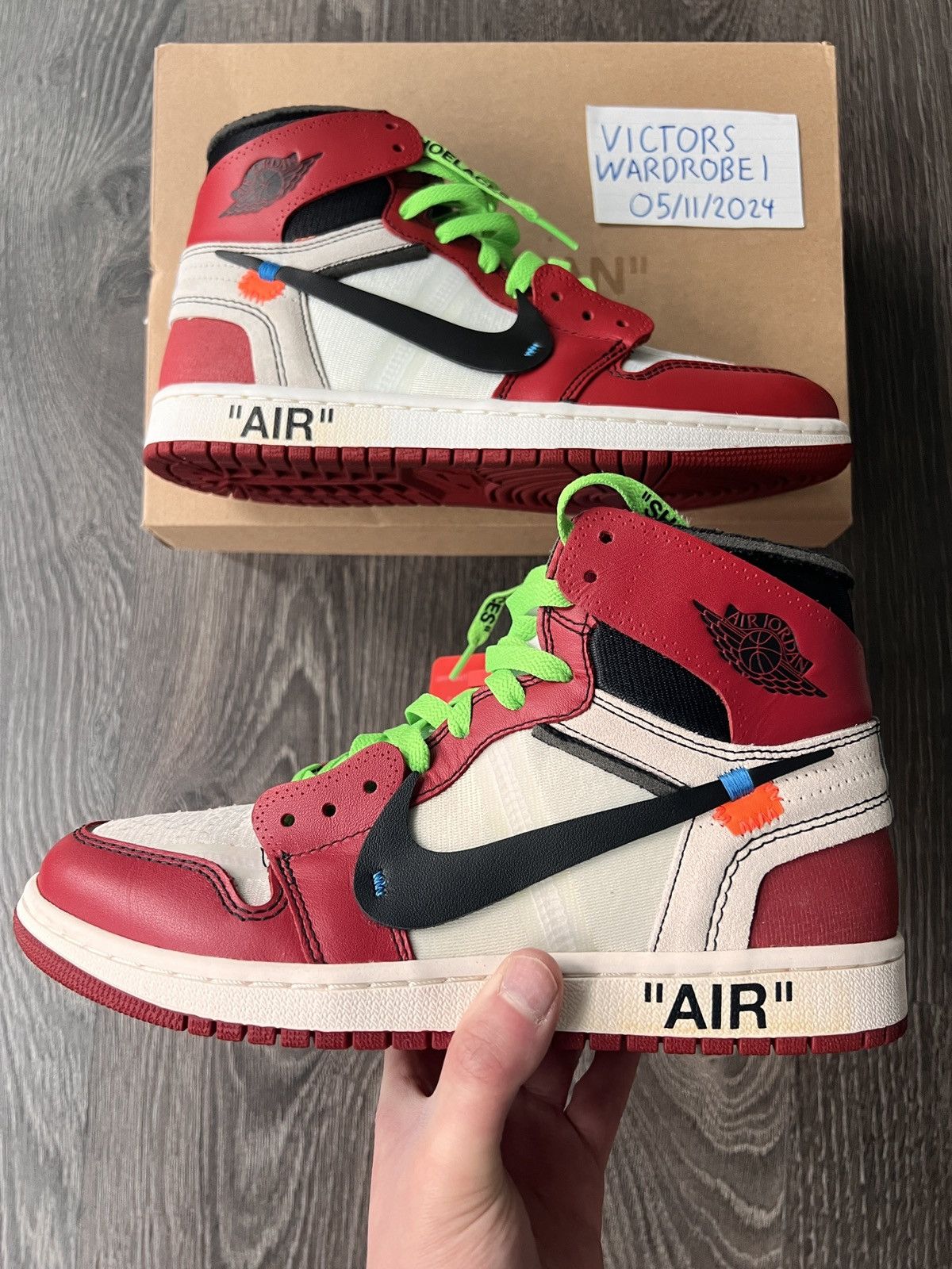 image of Jordan Off White Off-White Jordan 1 Chicago Men’S Size Us 8 Shoes in Red, Men's