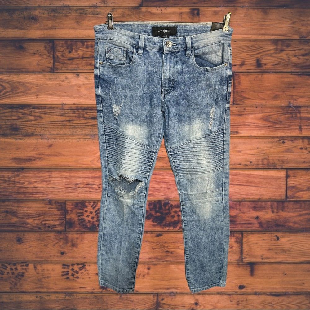 WT02 Wt02 Distressed Acid Washed Jeans size 30X30 Size US 30 / EU 46 - 1 Thumbnail