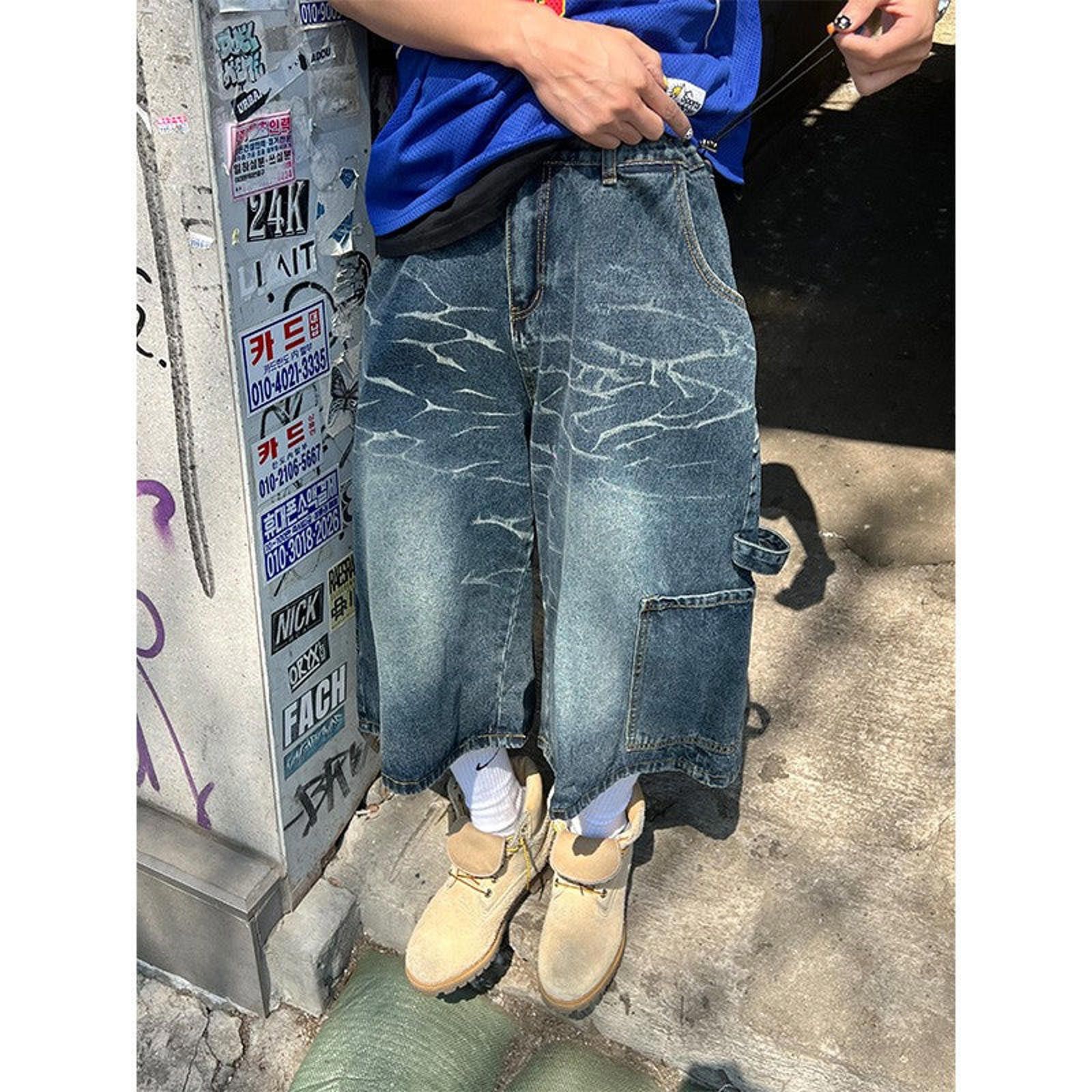 Vintage Oversized Denim Jorts, Washed Baggy Shorts Size US 33 - 1 Thumbnail