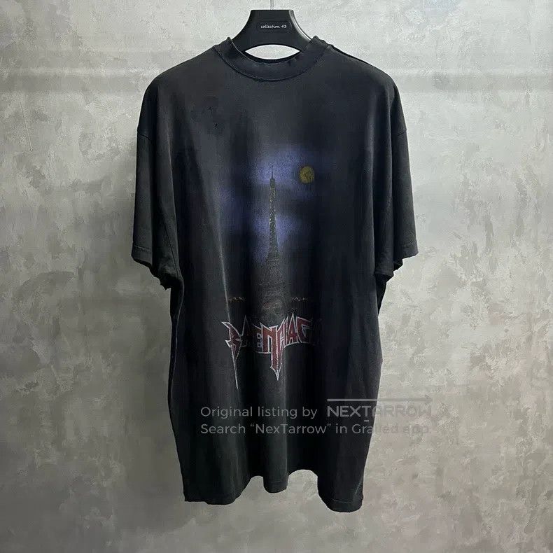 Balenciaga Balenciaga Black letter print casual round neck short-slee Size US S / EU 44-46 / 1 - 1 Thumbnail