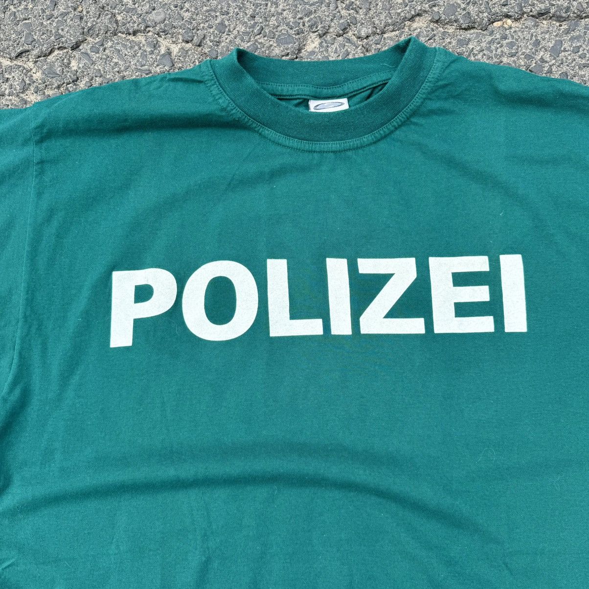 Japanese Brand × Vintage Vintage 90s Polizei Green T-shirt Japanese Military Opium Size US XL / EU 56 / 4 - 2 Thumbnail