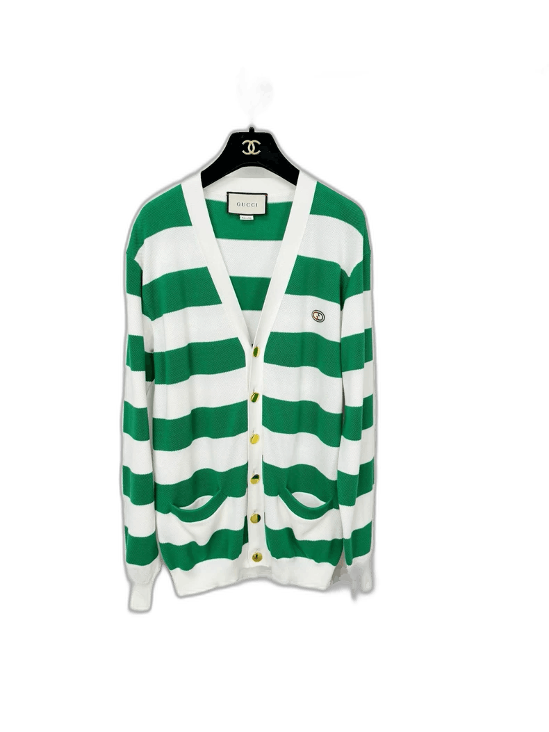 Gucci Gucci Green and White Striped Cardigan Size XS / US 0-2 / IT 36-38 - 1 Thumbnail