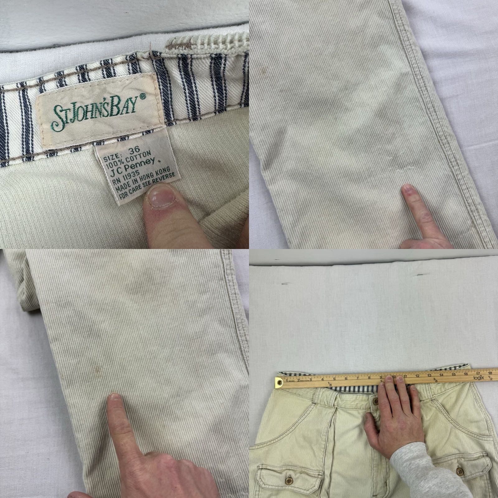 Vintage VINTAGE St Johns Bay Corduroy Pants Men 36x33 Khaki Beige 70s 80s Hipster Hippie Size US 36 / EU 52 - 8 Thumbnail